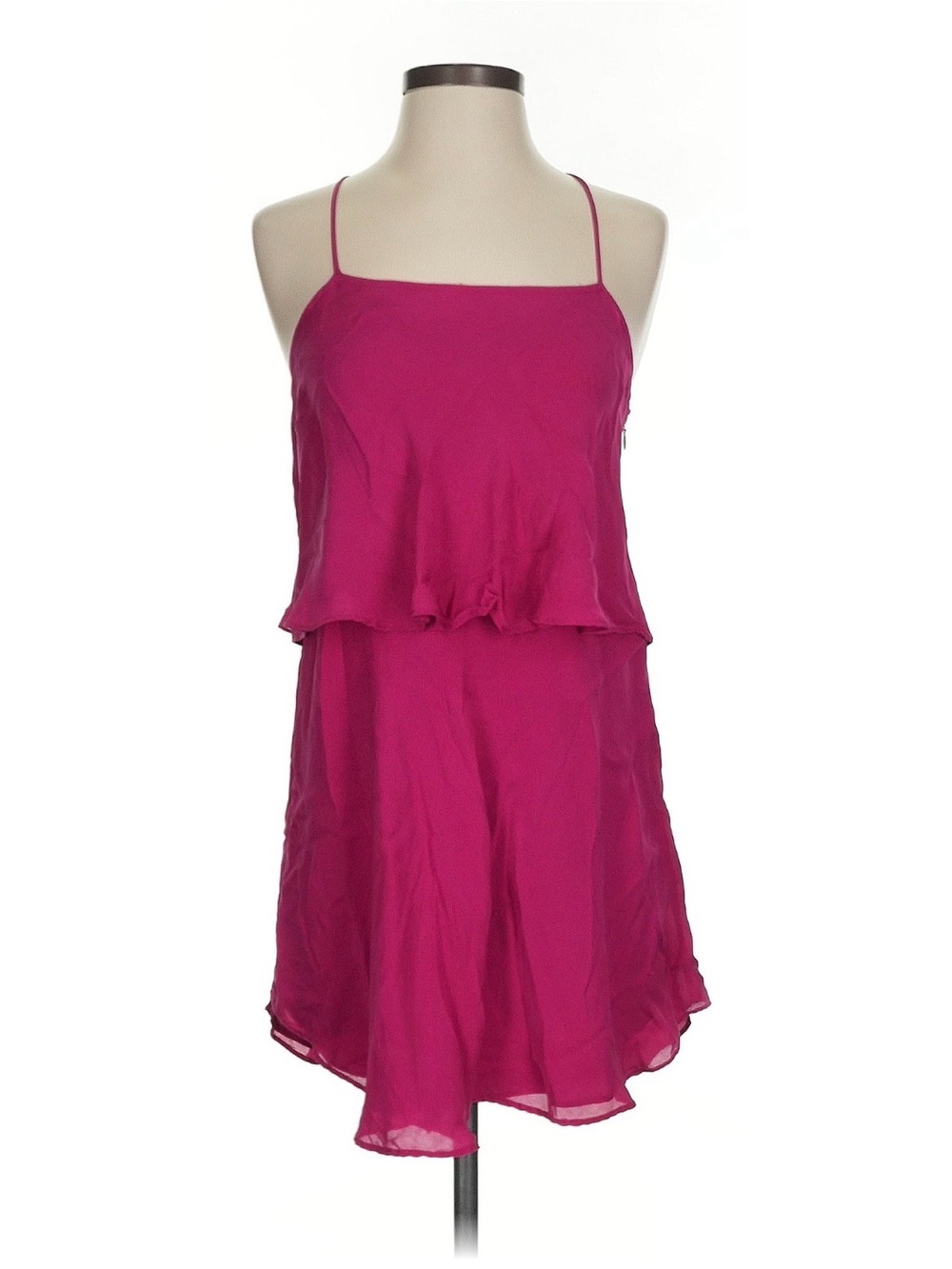 Haute Hippie Magenta Layered Spaghetti-Strap Slip